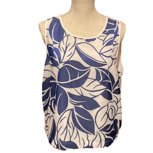 1. STATE blue and white floral leafy sleeveless blouse. Size large.